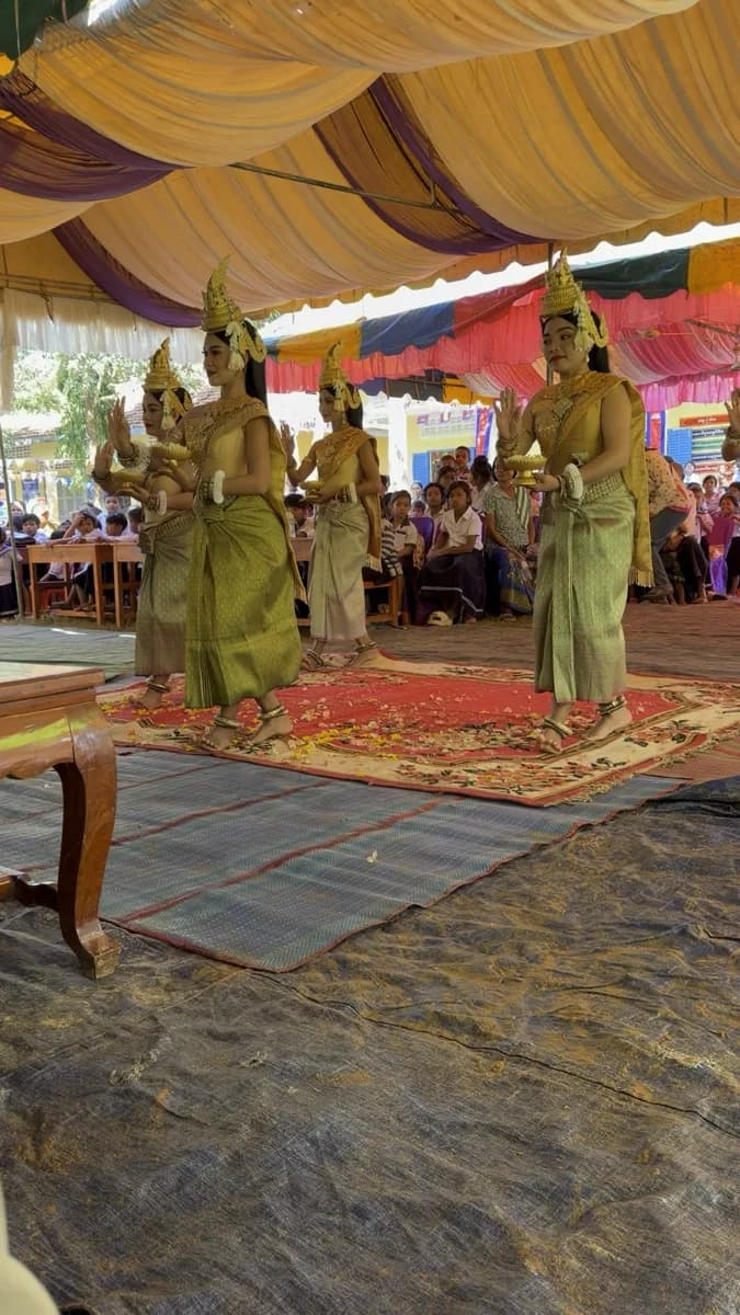 Performers in traditional dress at a ceremony